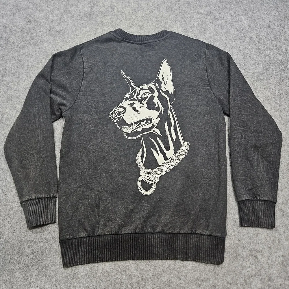 Death Row Records Doberman Dog Black Cotton Blend Men's Sweater Medium